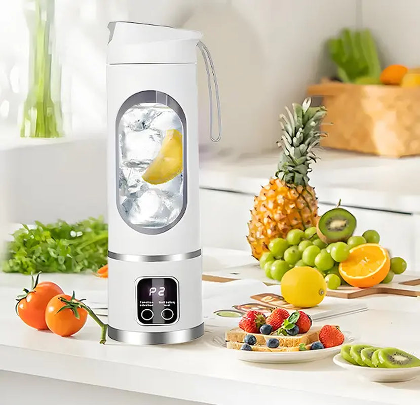 【Summervibes】Portable Juicer, USB Rechargeable Fruit & Vegetable Juicer with LED Display, Fruit Juicer for Home Office Outdoor Camping, Ice Maker Machine, Gift