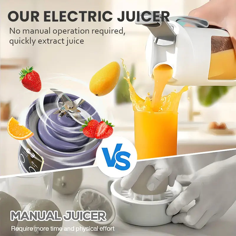 【Summervibes】Portable Juicer, USB Rechargeable Fruit & Vegetable Juicer with LED Display, Fruit Juicer for Home Office Outdoor Camping, Ice Maker Machine, Gift