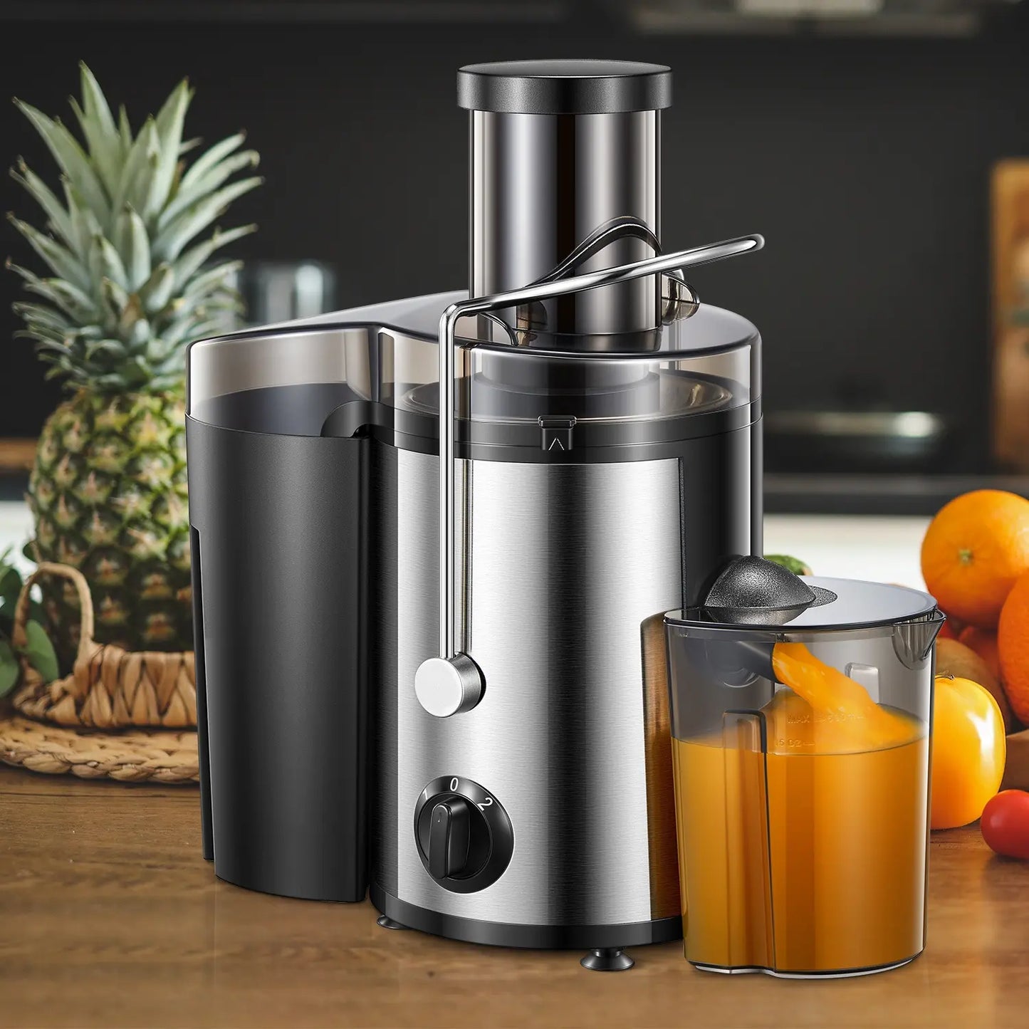 400W Wide Mouth Stainless Steel Pulp-Free Centrifugal Juice Maker Machine for Home Juice Lovers Pure Juice Extractor for Whole Fruits Vegetables No Pulp Smoothie Blender Efficient & Durable 800Wjuicer Machine