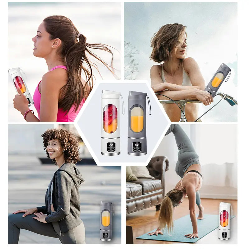 【Summervibes】Portable Juicer, USB Rechargeable Fruit & Vegetable Juicer with LED Display, Fruit Juicer for Home Office Outdoor Camping, Ice Maker Machine, Gift