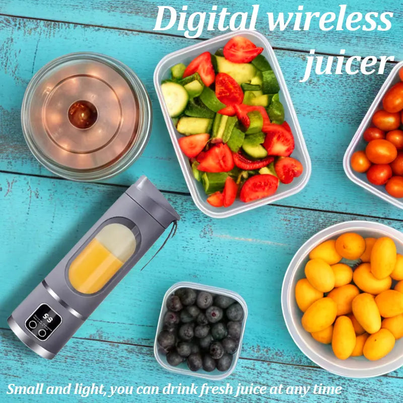 【Summervibes】Portable Juicer, USB Rechargeable Fruit & Vegetable Juicer with LED Display, Fruit Juicer for Home Office Outdoor Camping, Ice Maker Machine, Gift