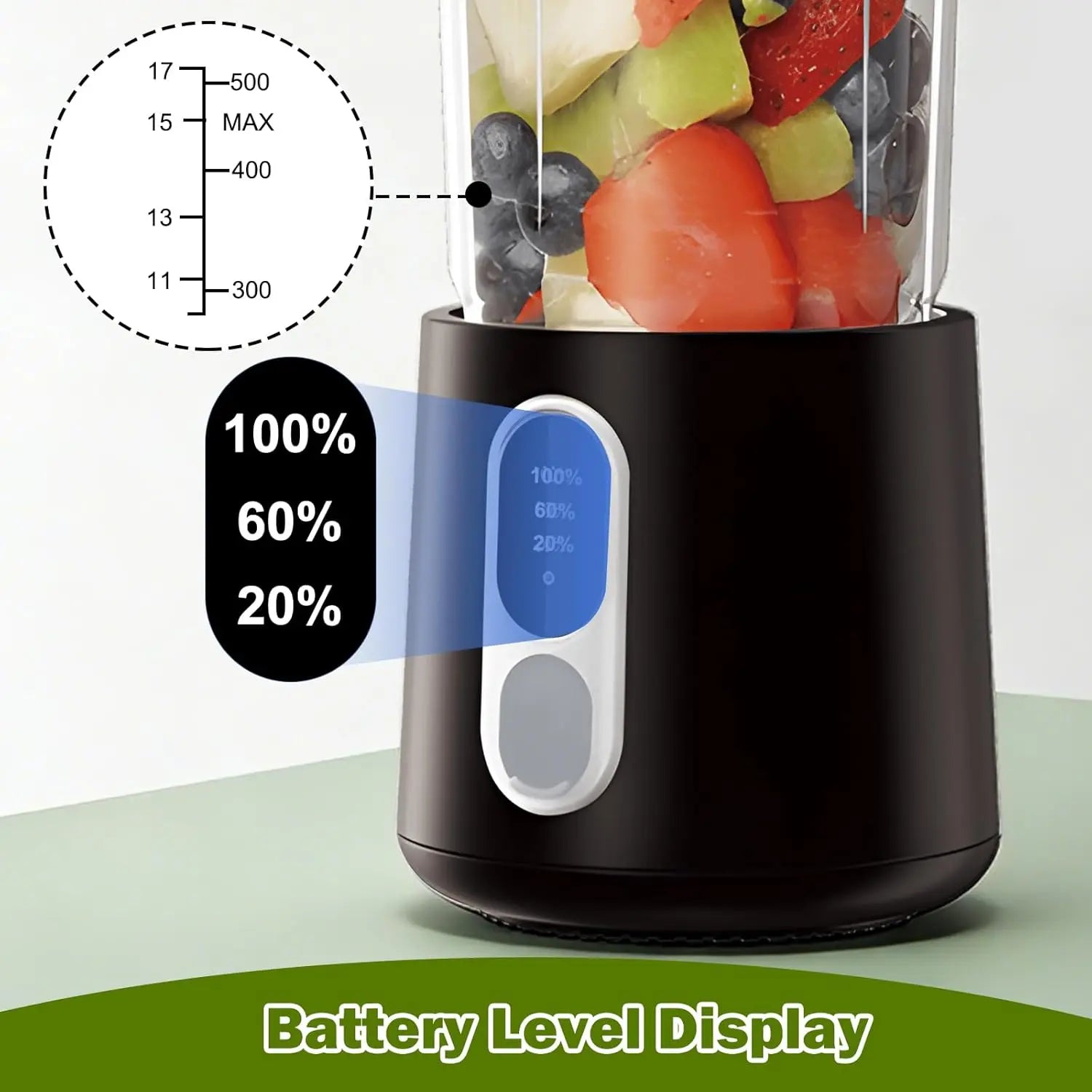 Portable Blender, Cordless, 20Oz Bpa-Free Juice Cup with Leak-Proof Travel Lid. Personal Blender For-Shakes and Smoothies, BPA Free, Leakproof-Lid and Sip Spout, USB-C Rechargeable, Dishwasher Safe