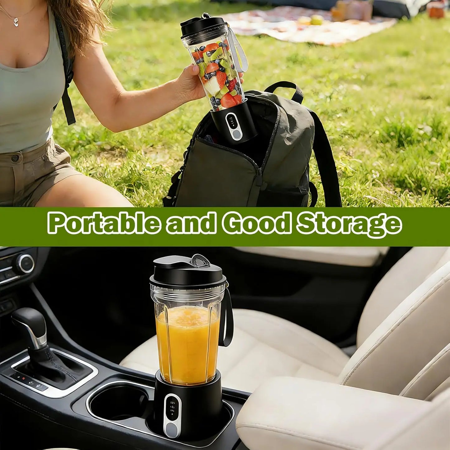 Portable Blender, Cordless, 20Oz Bpa-Free Juice Cup with Leak-Proof Travel Lid. Personal Blender For-Shakes and Smoothies, BPA Free, Leakproof-Lid and Sip Spout, USB-C Rechargeable, Dishwasher Safe