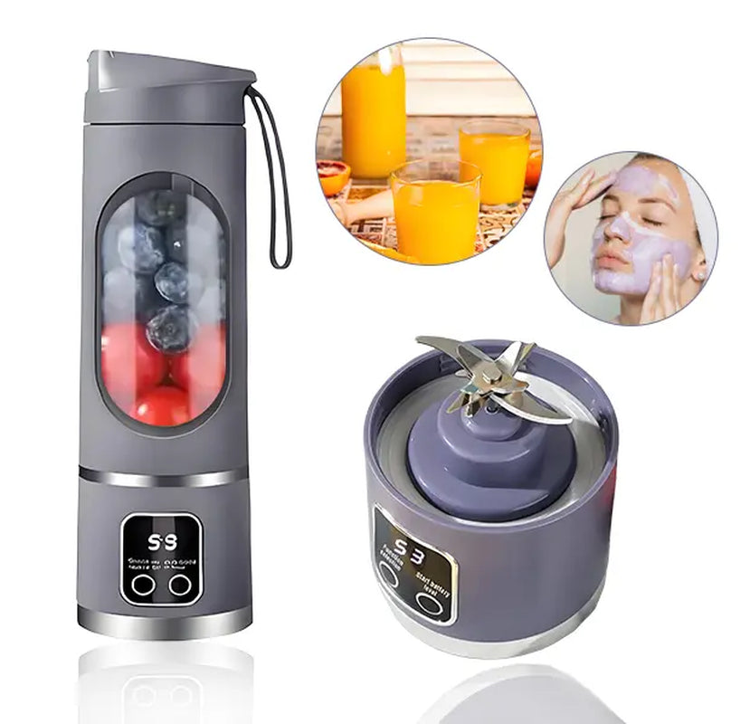 【Summervibes】Portable Juicer, USB Rechargeable Fruit & Vegetable Juicer with LED Display, Fruit Juicer for Home Office Outdoor Camping, Ice Maker Machine, Gift