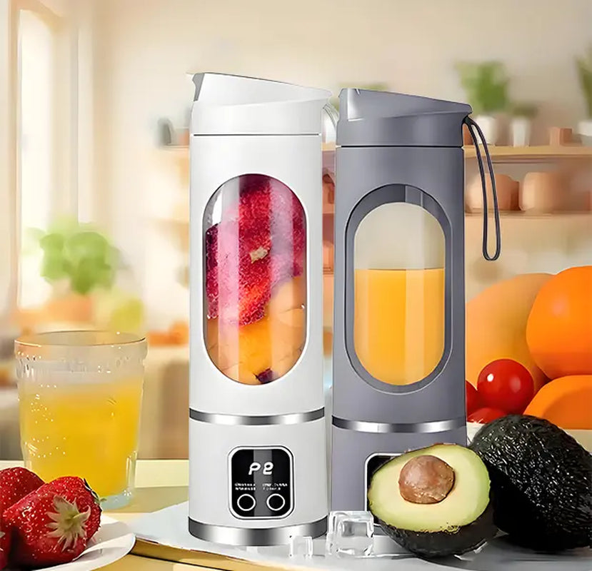 【Summervibes】Portable Juicer, USB Rechargeable Fruit & Vegetable Juicer with LED Display, Fruit Juicer for Home Office Outdoor Camping, Ice Maker Machine, Gift